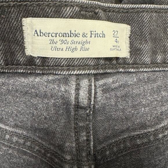 Abercrombie & Fitch Black The 90s Straight Jeans Ultra High Rise Distressed 27/4 - Picture 8 of 11